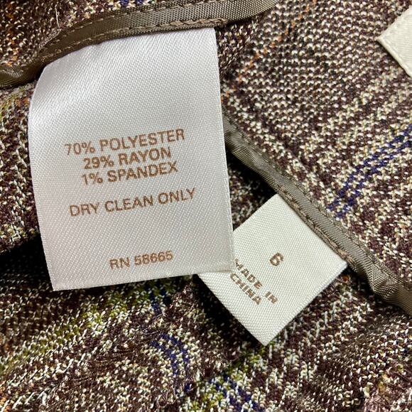 Nordstrom Halogen brown plaid  trousers, cuffed wide leg, NEW ladies size 6 - Picture 7 of 9